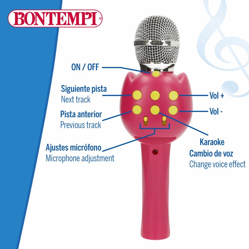 Micrófonos Bontempi rosa para fiestas y diversión compartida