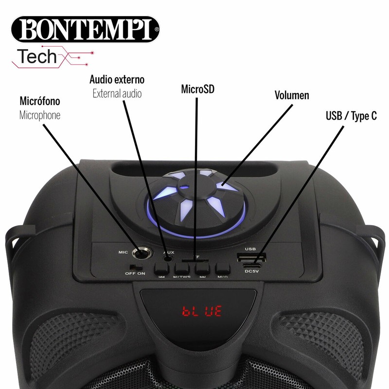 Micrófono karaoke infantil Bontempi con luces RGB, diversión asegurada
