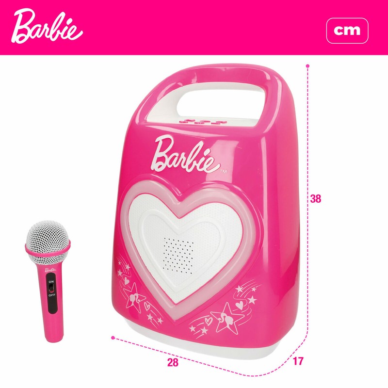 Micrófono Barbie con botones de control de volumen y efectos de luz