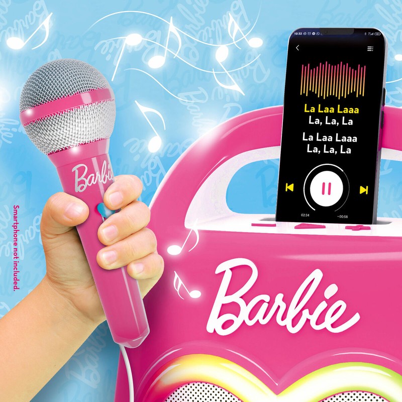 Detalle del asa de transporte del altavoz karaoke para niños