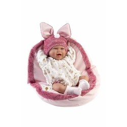 Muñeca bebé Llorens Mimi Sonrisas con cojín y vestido rosa