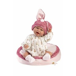 Muñeca bebé Llorens Mimi Sonrisas con cojín y vestido rosa 2