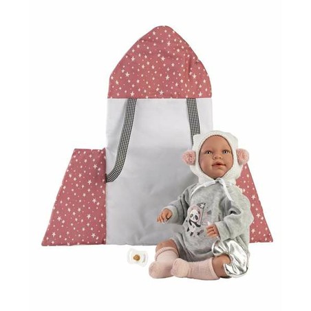muñeca llorona Llorens con portabebé espacial
