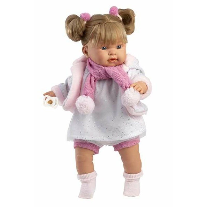 Muñeca Llorens 42 cm con cuerpo blandito, ideal para abrazar y cuidar con cariño.