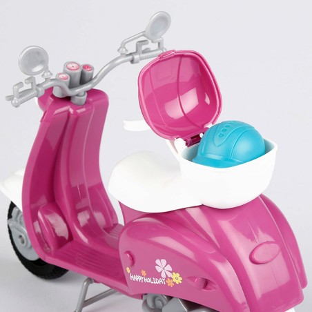 Muñeca Isabella scooter rosa para niñas 3 años