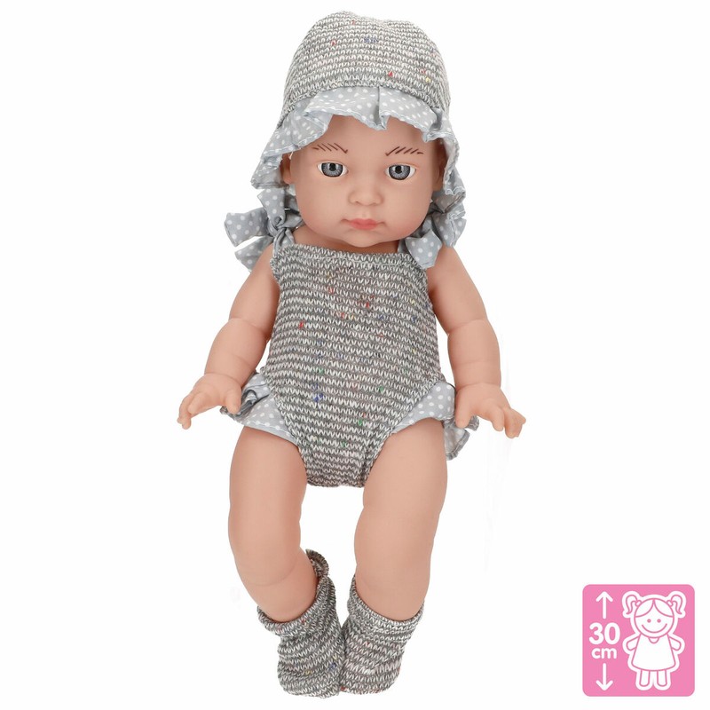 Set de Muñeco Bebé con gorrito y sonajero, juguete para motricidad fina bebés