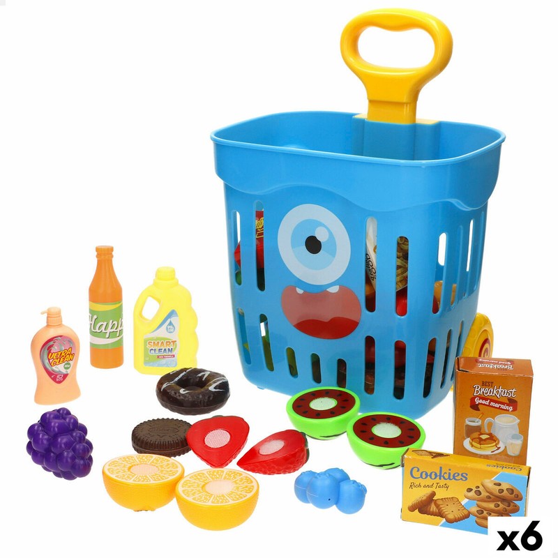 set alimentos juguete con carrito de compra lleno