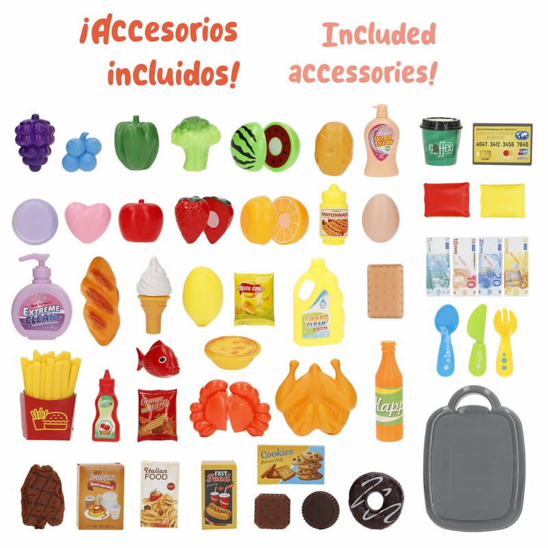 carrito compra niños con frutas y verduras de juguete
