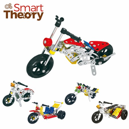 Set construcción educativo: Motocicleta con sidecar terminada y lista para jugar
