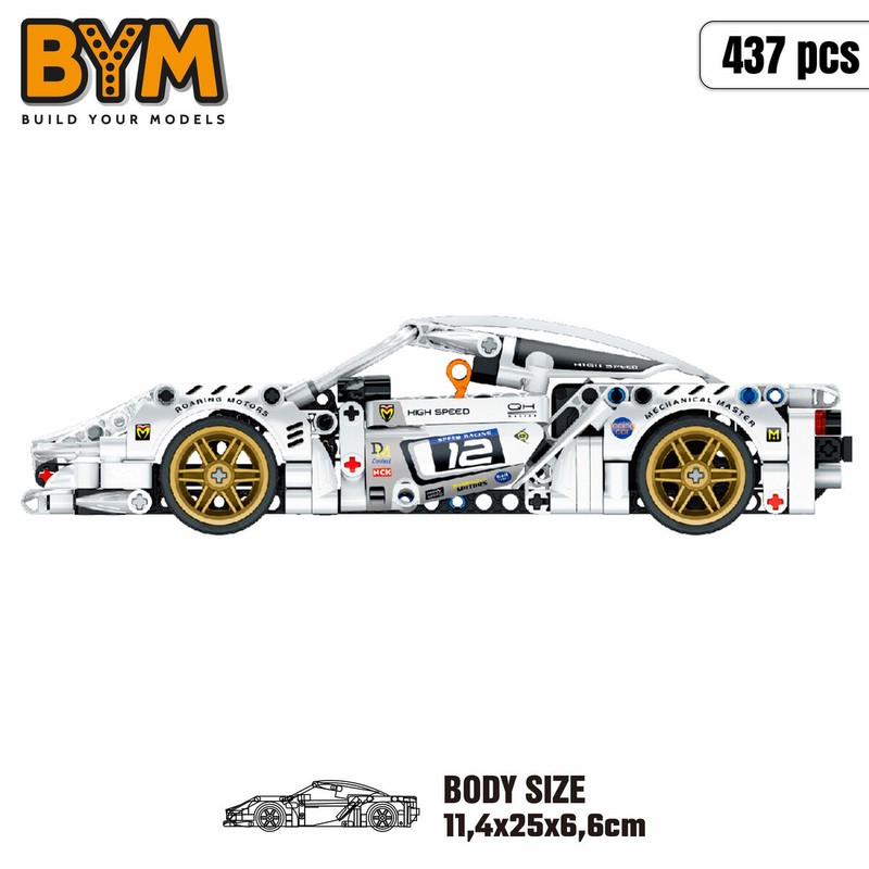 Juguete construcción motricidad fina: coche racing con pegatinas
