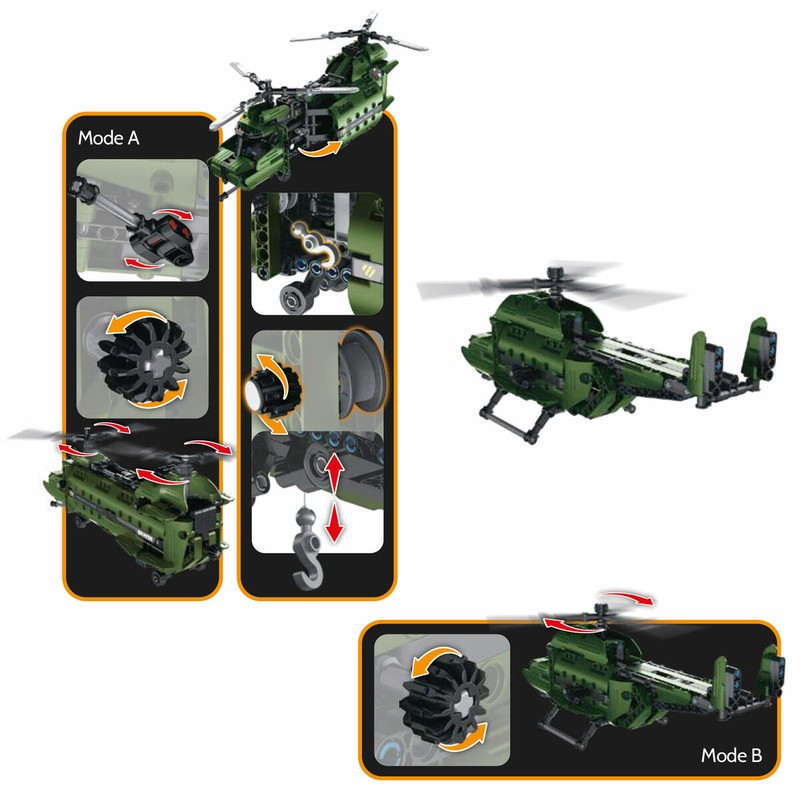 Bloques construcción infantiles helicóptero montado