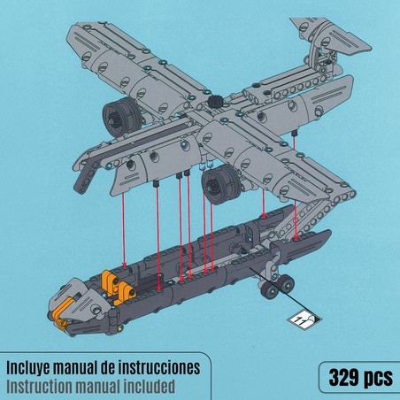 Detalle de piezas del Juego de Construcción Avión Militar