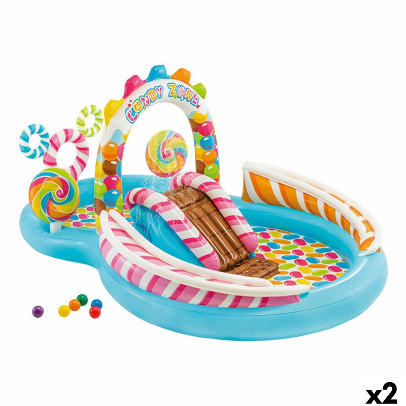 Piscina Hinchable Niños Intex Candy Zone con tobogán y juegos acuáticos