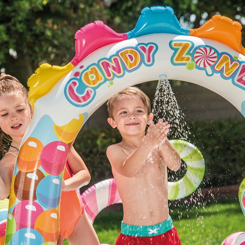 Vista completa de la piscina hinchable Intex Candy Zone para niños, ideal para el verano