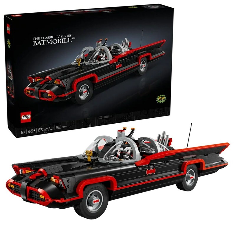 Juguetes construcción niños: Batmobile Clásico Lego Batman en exhibición
