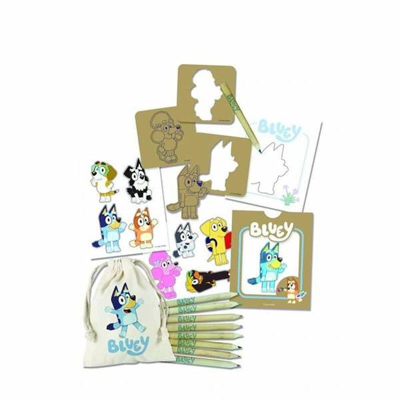Kit manualidades infantil Bluey con accesorios para máscaras y puzzles.