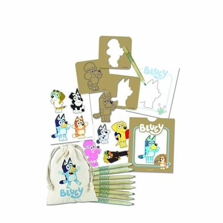 Kit manualidades infantil Bluey con accesorios para máscaras y puzzles.