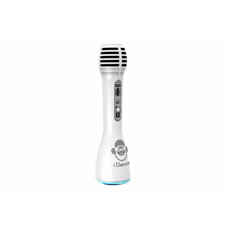 Micrófono Karaoke Infantil blanco con luces, ideal para niños +8 años.