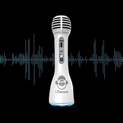 Micrófono Karaoke Infantil blanco con luces, ideal para niños +8 años. 2