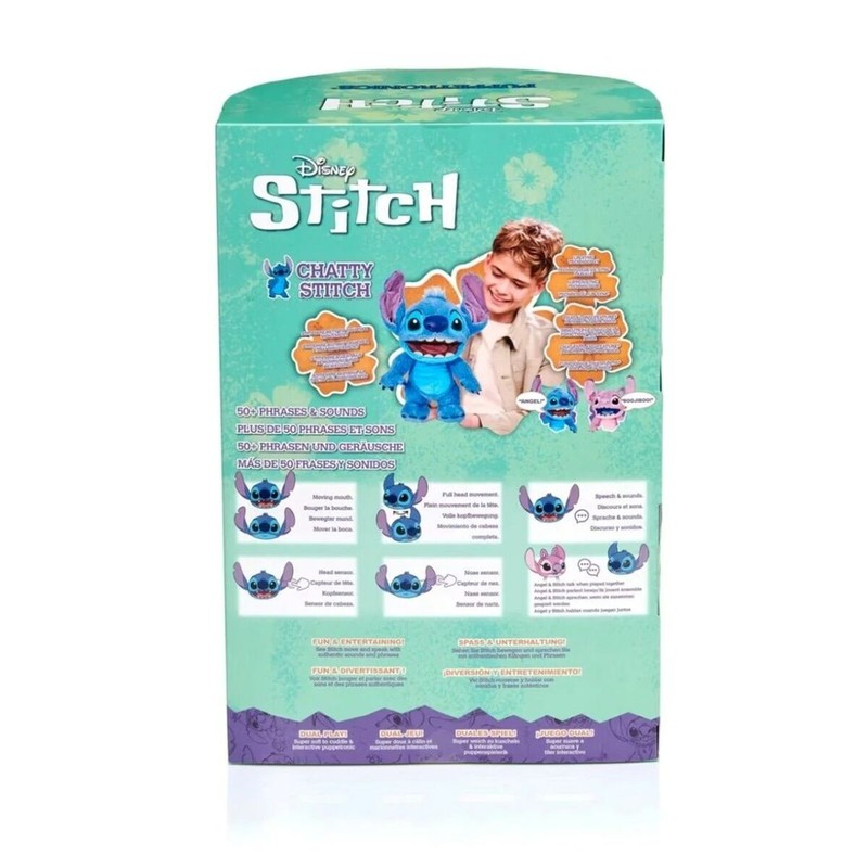 Peluche interactivo Stitch con sonidos para niños, juguete Disney