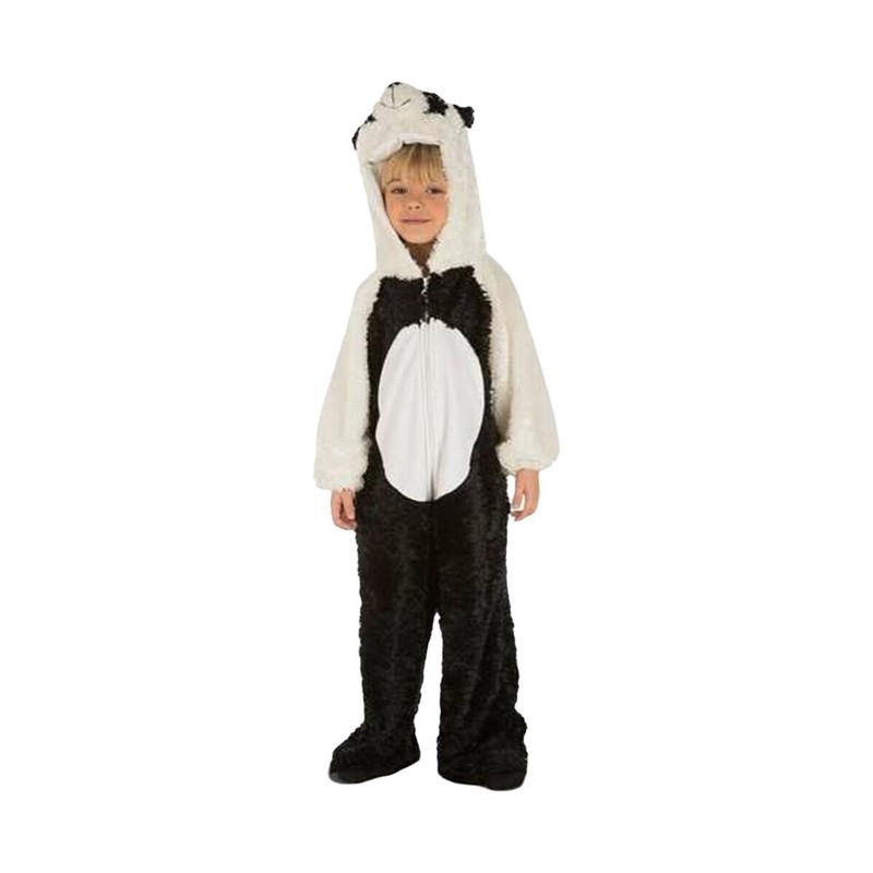 Niño feliz con disfraz halloween infantil de oso panda, ideal para juegos de rol.