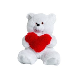 Oso de peluche blanco GO GIFT FRANK 50 cm con corazón