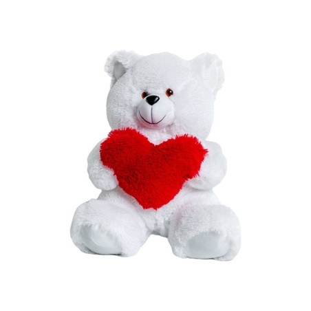 Oso de peluche blanco GO GIFT FRANK 50 cm con corazón