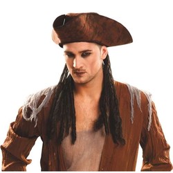 Sombrero pirata con trenzas para disfraces niños