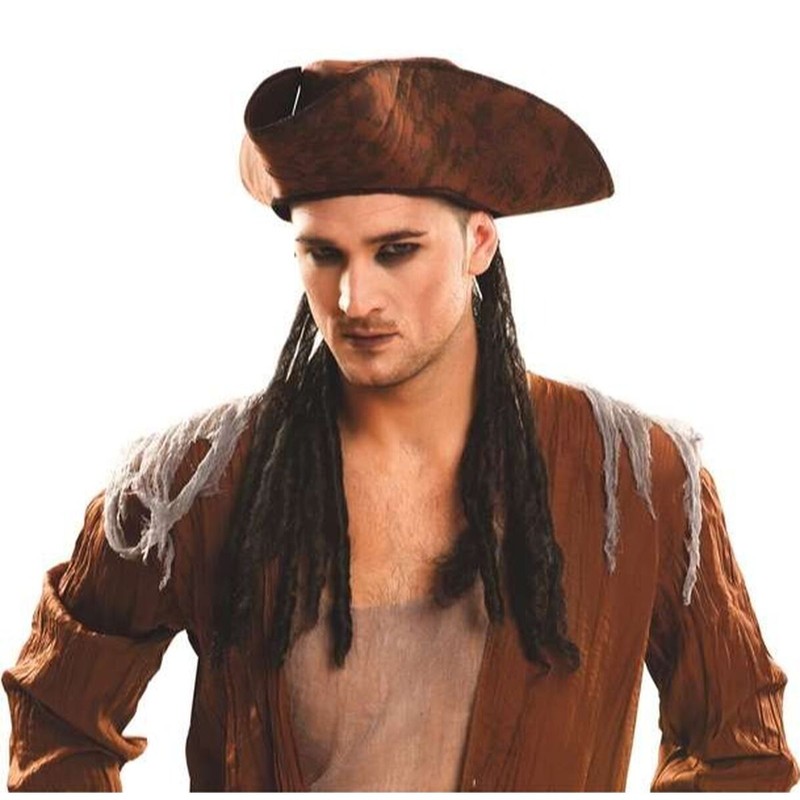 Sombrero pirata con trenzas para disfraces niños