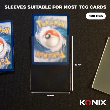 Set de fundas transparentes KONIX para proteger tus cartas coleccionables