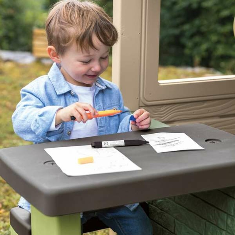 Mesa de plástico resistente niños Smoby verde gris