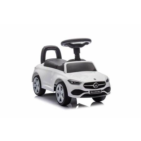 Correpasillos Mercedes Benz blanco para niños, juguete de arrastre con diseño realista.