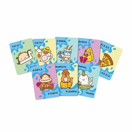 Detalle de cartas de juego de reflejos y concentración Taco Gato