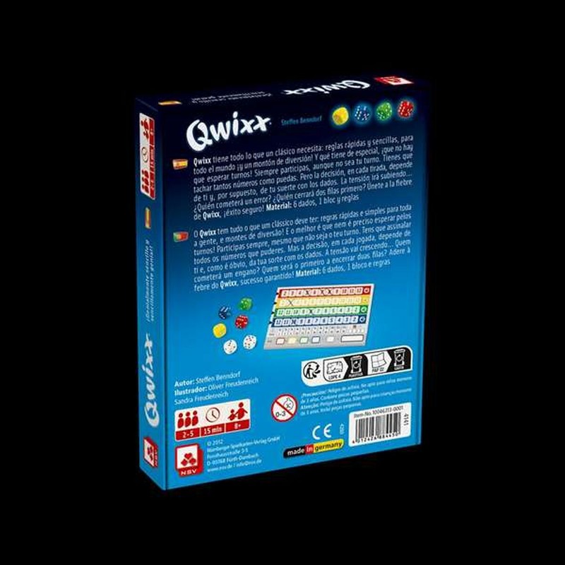 Detalle de las reglas del juego de mesa Qwixx de Fournier