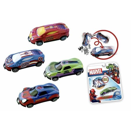 Coche juguete Flip Cars Marvel Bandai en acción