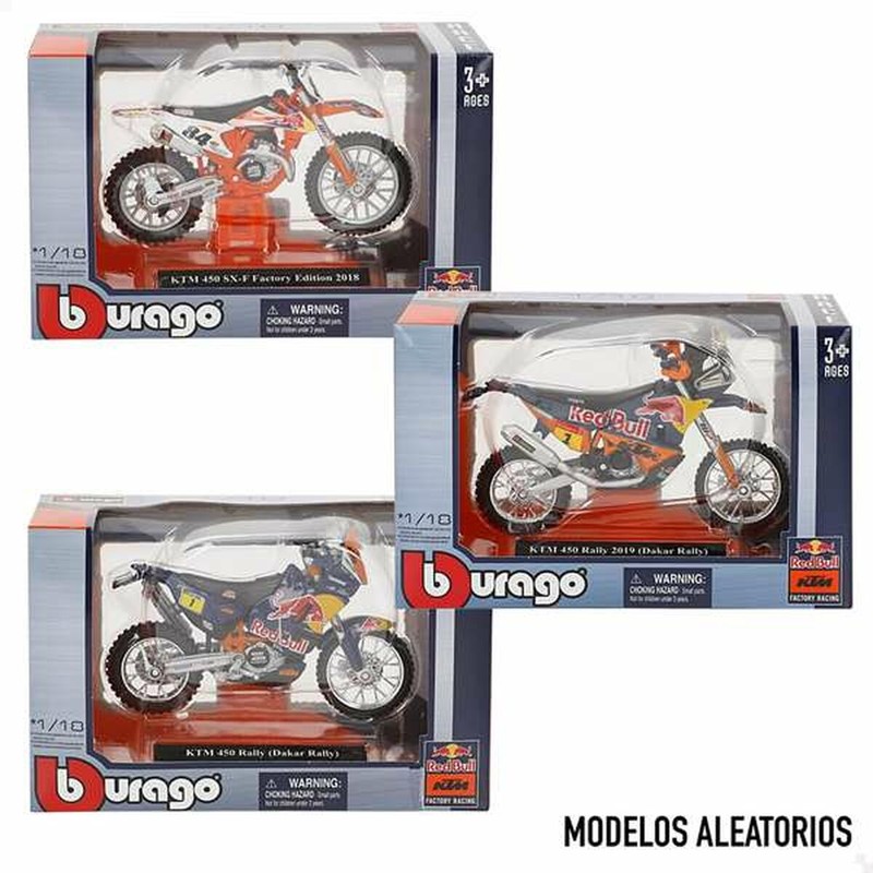 Motocicleta Bburago KTM Cross 1:18, réplica detallada de juguete