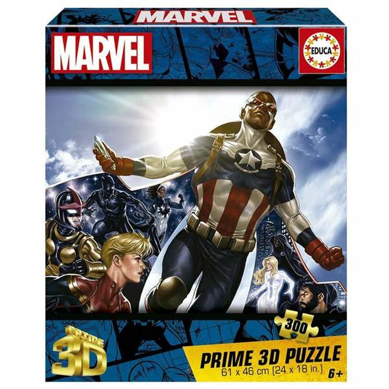 Puzzle 3D Marvel Educa con superhéroes en acción, ideal para jóvenes constructores