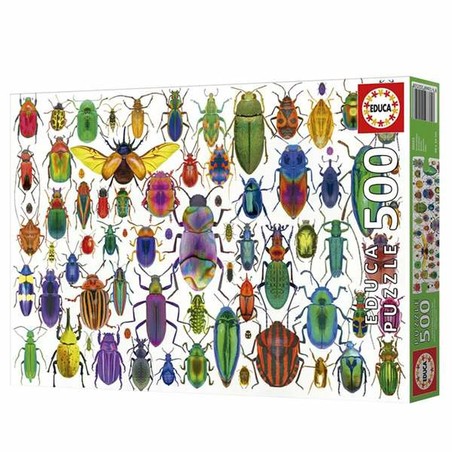 Puzzle 500 Piezas Educa Beetles, imagen principal con escarabajos coloridos