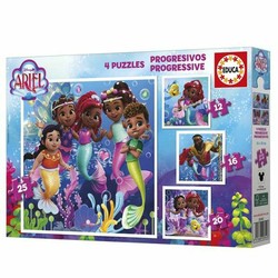 Puzzles niños La Sirenita Educa, set de 4 puzzles para el desarrollo infantil.