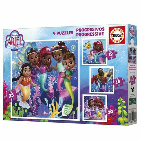 Puzzles niños La Sirenita Educa, set de 4 puzzles para el desarrollo infantil.