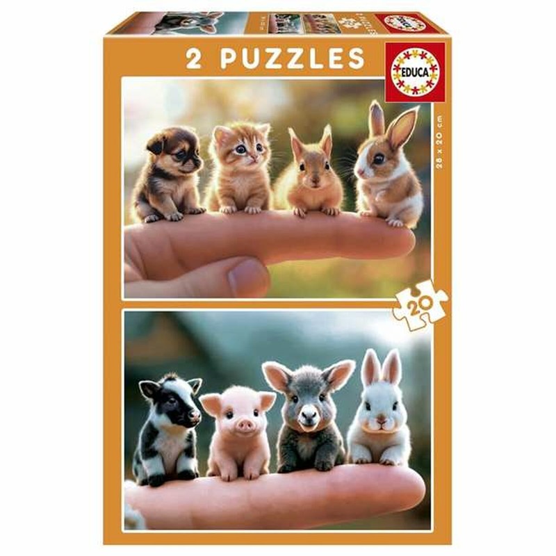Puzzle animales infantil Educa Baby, set de 2 puzles para niños