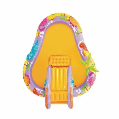 Detalle de la zona de juego con dinosaurios de la piscina Intex