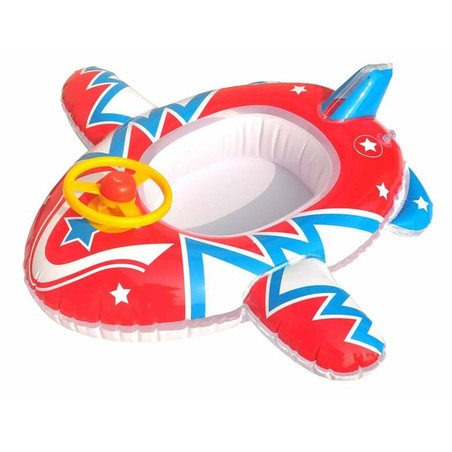 Barca Hinchable Infantil roja con volante para piscina