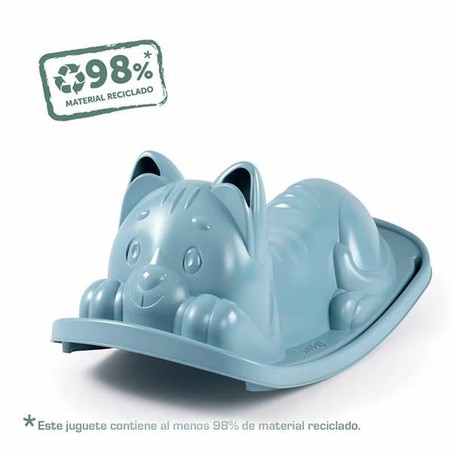 Vista lateral del balancín Smoby Cat azul, diseño ergonómico