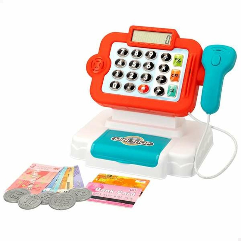 Set de juego tienda infantil con caja registradora didáctica y scanner