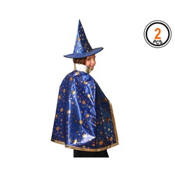 Capa azul con sombrero para carnaval y fiestas infantiles. 2