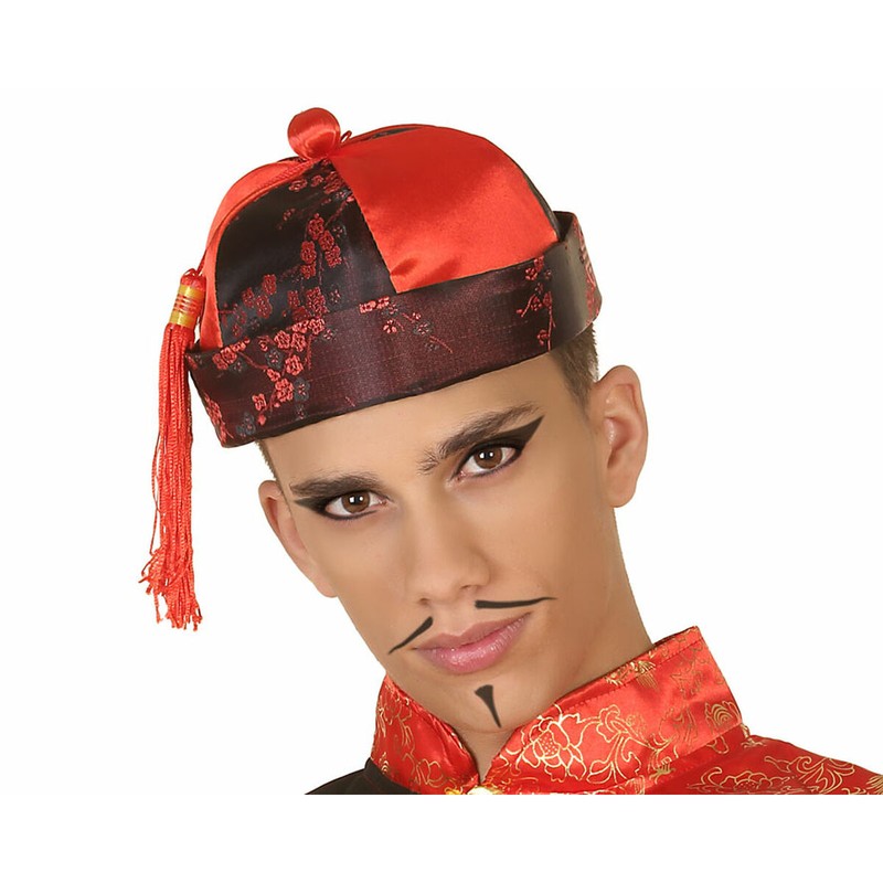 Accesorio gorro oriental rojo para disfraces niños