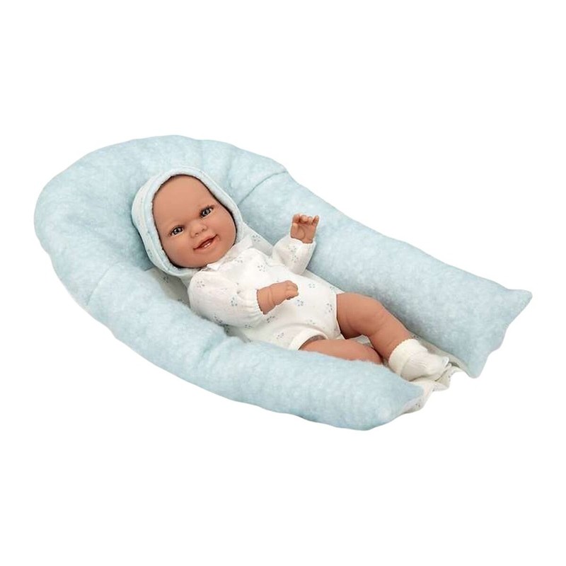 Muñeca bebé Arias Elegance de 35 cm con cojín, ideal para juego de rol y desarrollo infantil.