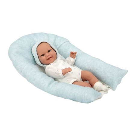 Muñeca bebé Arias Elegance de 35 cm con cojín, ideal para juego de rol y desarrollo infantil.