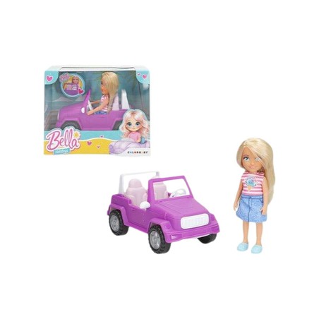 Muñeca Colorbaby Bella con coche infantil morado, juego de fantasía